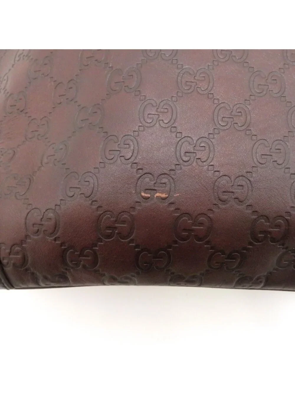Gucci Guccissima Shoulder Bag Dark Brown Leather GG Canvas